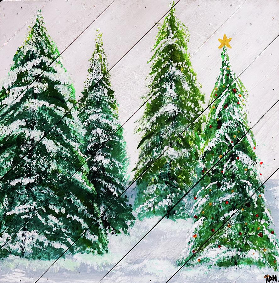 Christmas in the Woods Painting by Mesa Teresita