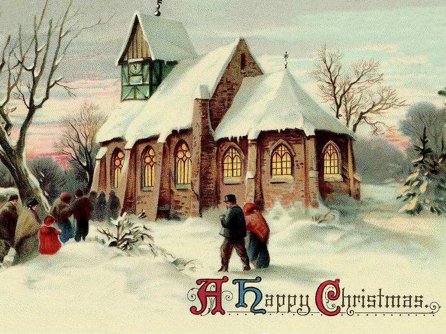 Christmas in Village Church Digital Art by Long Shot