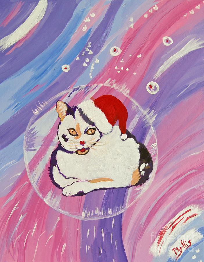 Christmas Cat Painting - Christmas is Coming by Phyllis Kaltenbach