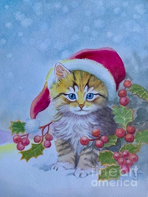 Christmas is for Kittens Painting by Victoria Lisi
