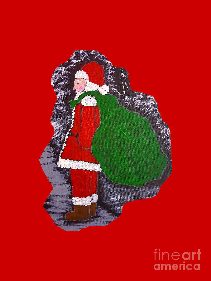Christmas joy santa magic splash red  Painting by Angela Whitehouse
