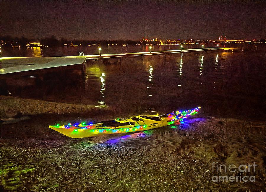 Christmas Kayak on the Lake Shore Photograph by Sea Change Vibes