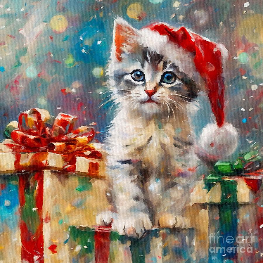 Christmas Kitten Digital Art by Lauries Intuitive