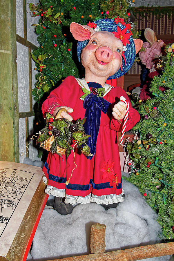 Christmas Lady Pig Figure Photograph by Sally Weigand