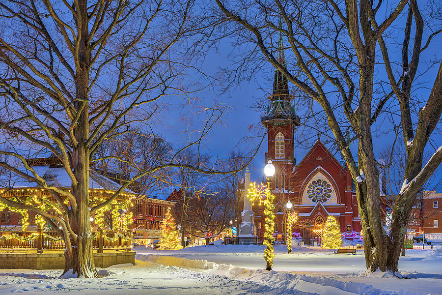 Christmas Lights at the Natick Center Historic District and Natick Common Town Center Photograph by Juergen Roth