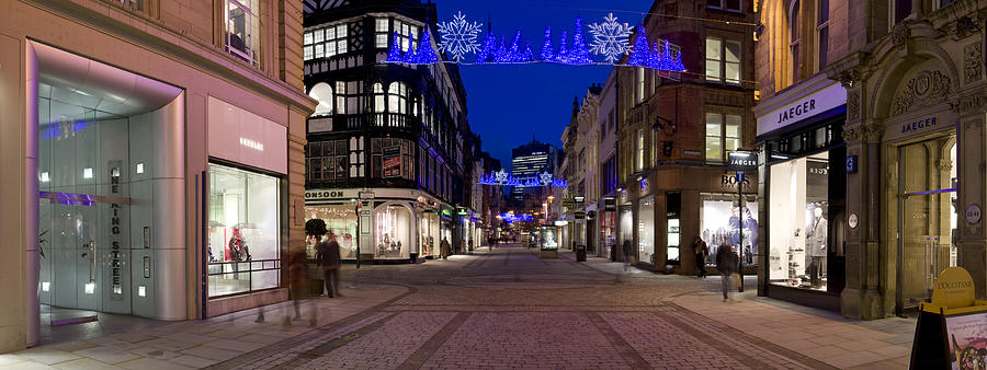 Christmas lights in King Street, Manchester UK Photograph by Tonywestphoto
