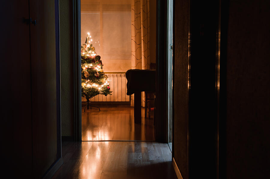 Christmas lights. Night indoor scene Photograph by Efcarlos