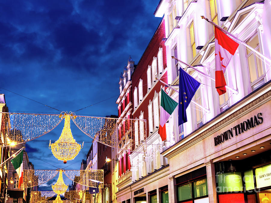 Christmas Lights on Grafton Street in Dublin Ireland Photograph by John