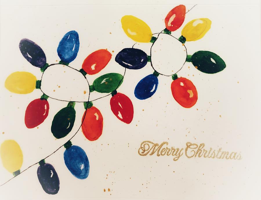 Christmas Lights Painting by Shady Lane Studios-Karen Howard