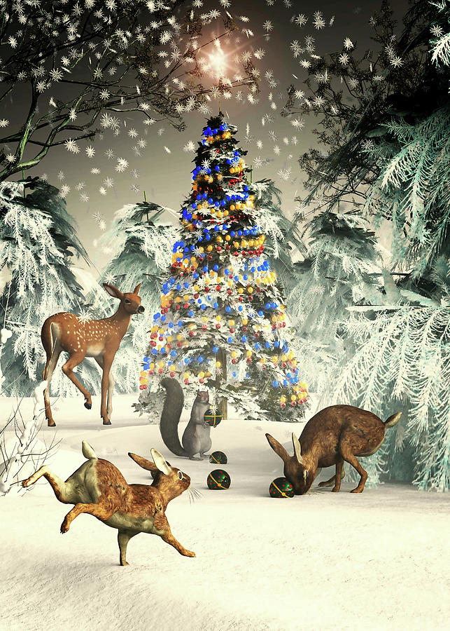 Christmas magic in the magic forest Digital Art by Jan Keteleer