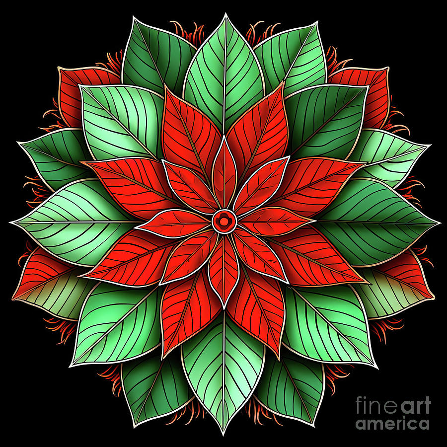 Christmas Mandala #1  Digital Art by Elaine Manley