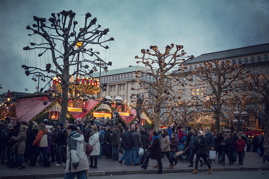 Christmas market fairy ambiance at the Hamburg Rathaus Markt Photograph by Laura Battiato