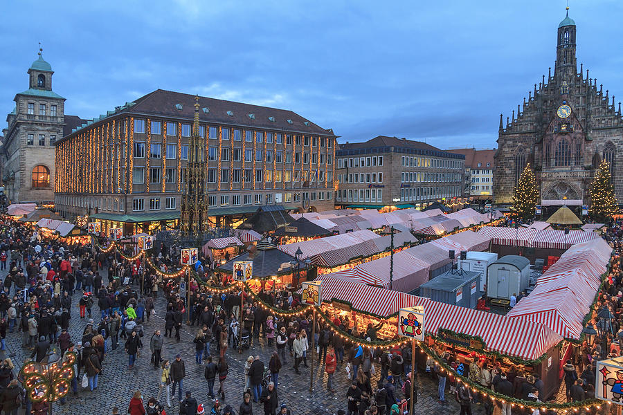 Christmas Market in the Hauptplatz, Nuremberg Photograph by Orietta Gaspari