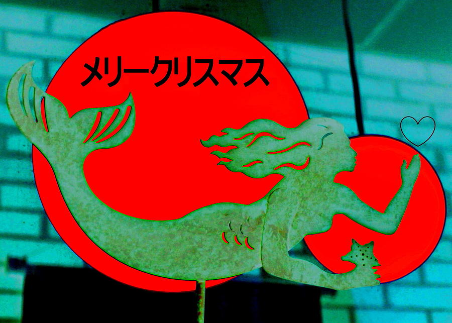 Christmas Mermaid - Japanese Digital Art by Larry Beat