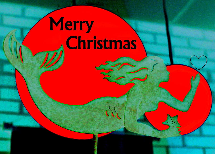 Christmas Mermaid - Merry Christmas Digital Art by Larry Beat