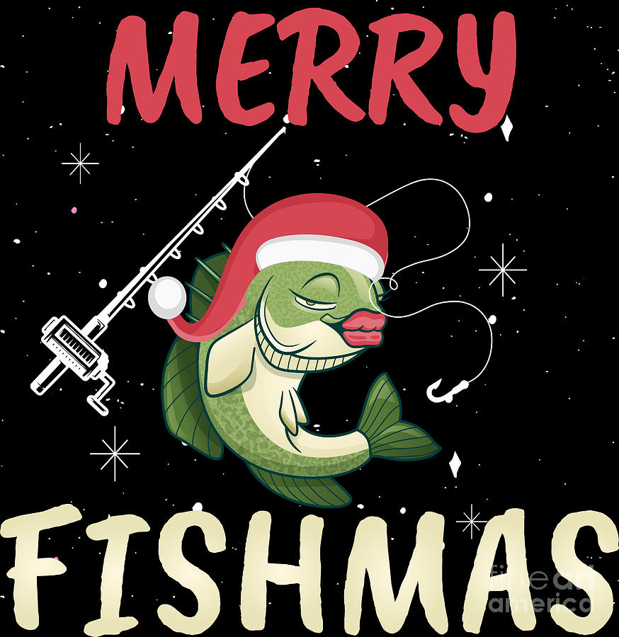 Christmas Merry Fishmas Fish Pun Funny Holiday Gift Digital Art by ...