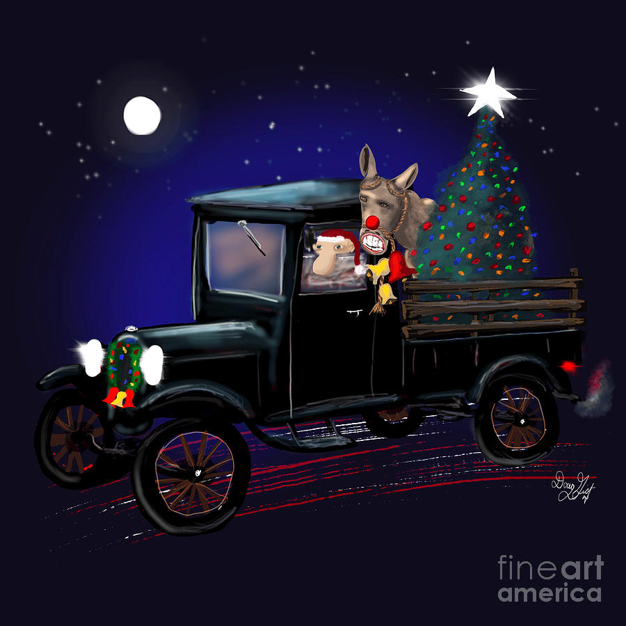 Christmas Model T Ford  Digital Art by Doug Gist