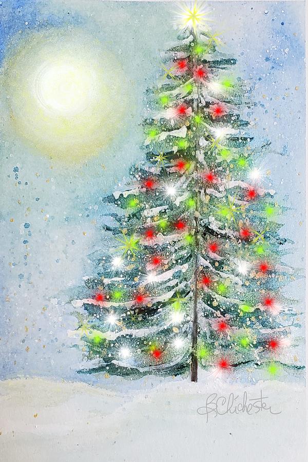 Christmas Moonlight Magic Mixed Media by Barbara Chichester