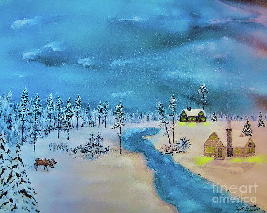 Moose Painting - Christmas Moose by Gary Martinek