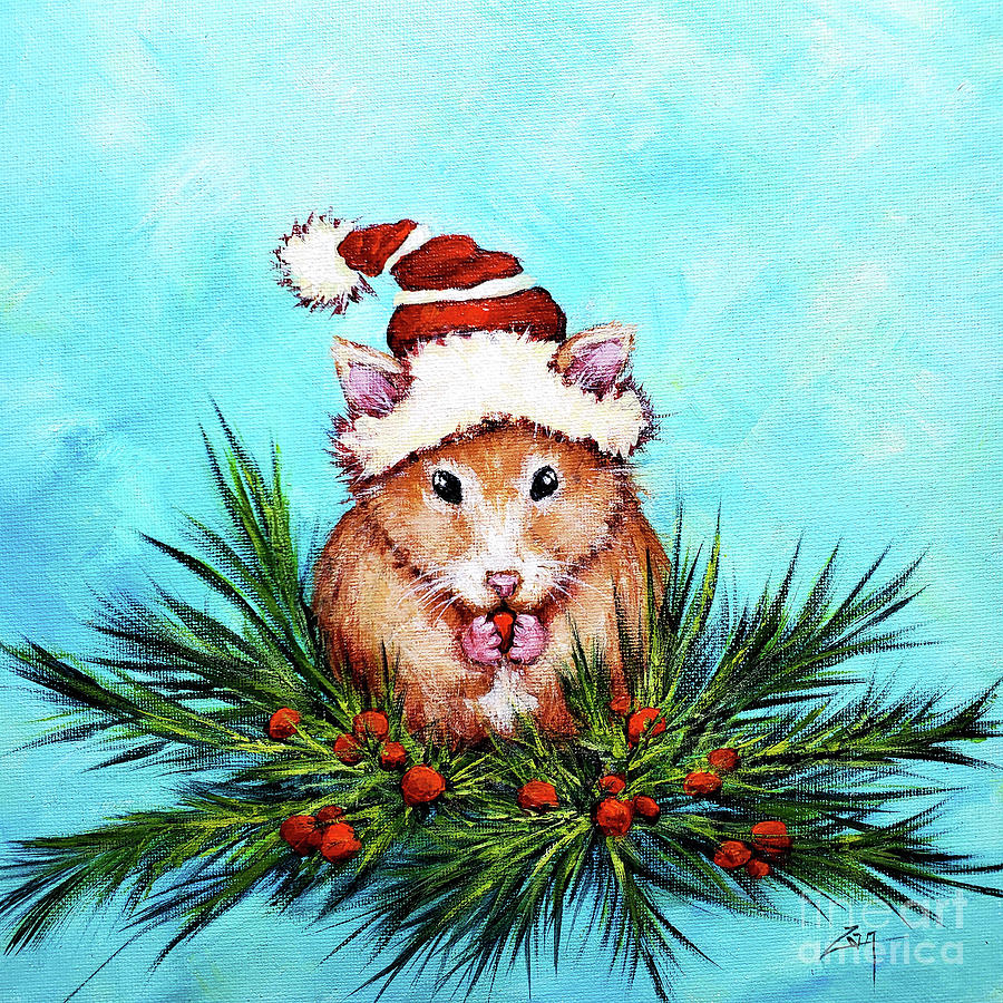 Christmas Mouse Painting by Zan Savage