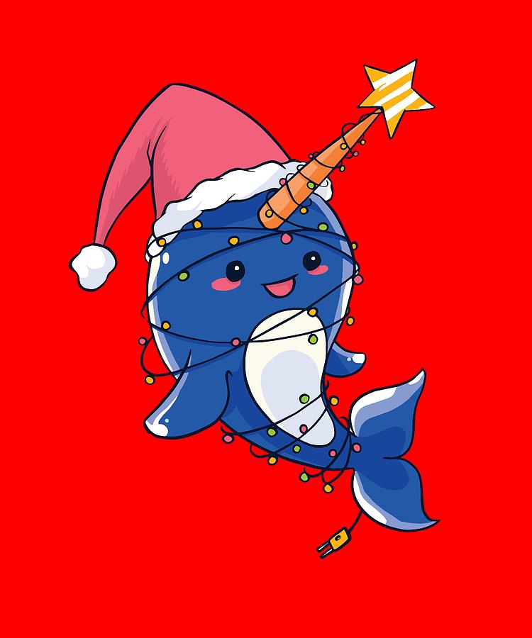 Christmas Narwhal Digital Art by Filip Kelekidis - Pixels