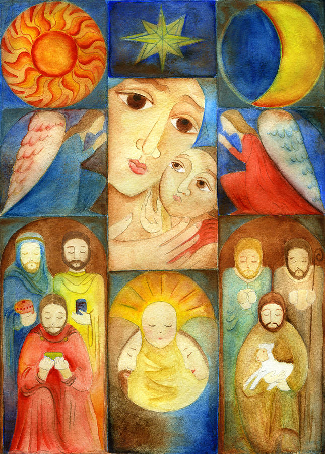 Christmas Nativity Collage Drawing by Mammuth