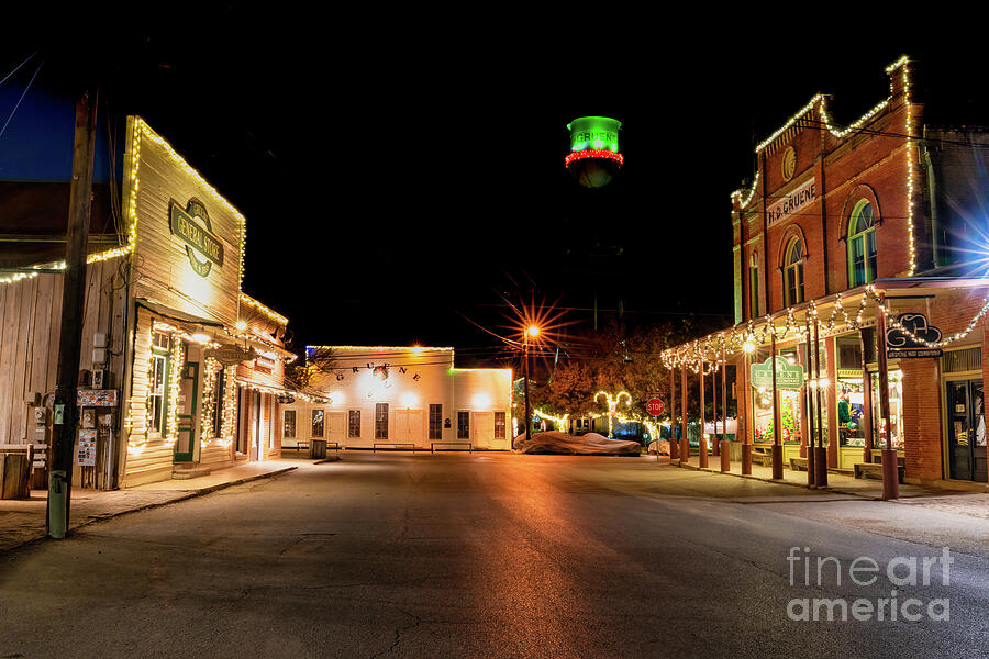 Christmas Night at Gruene Photograph by Bee Creek Photography Tod and