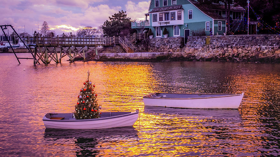 Christmas on Little Harbor in Marblehead Photograph by Jeff Folger