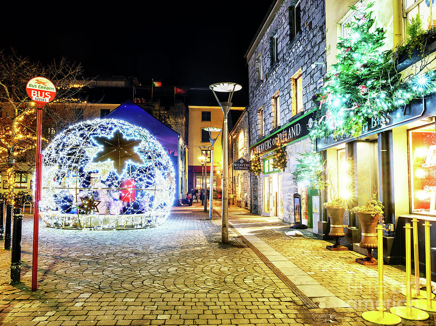 Christmas on Quay Lane Galway Photograph by John Rizzuto