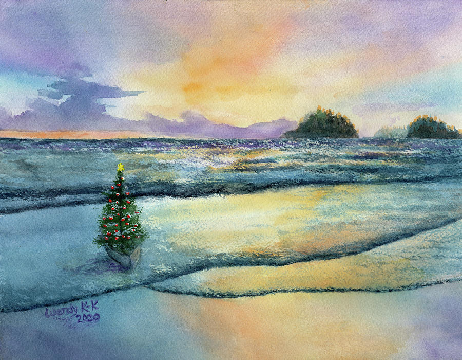 Christmas on the Beach Painting by Wendy Keeney-Kennicutt