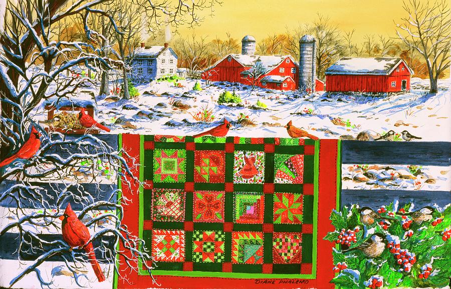 Christmas on the Farm Painting by Diane Phalen