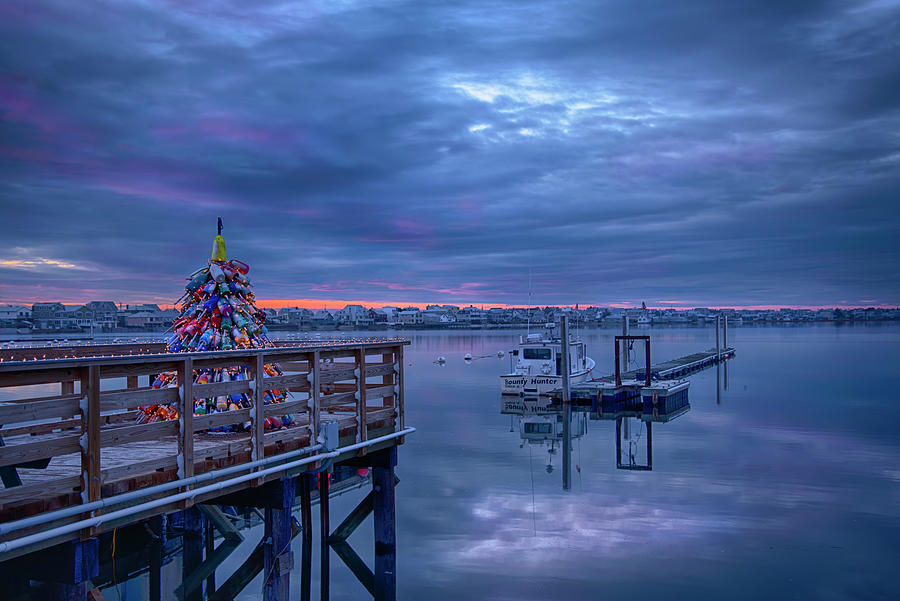 Christmas on the Pier - Wells, Maine Photograph by Joann Vitali