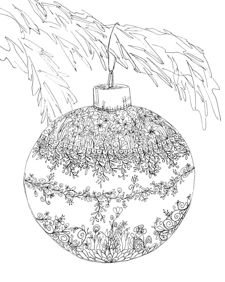 Christmas Ornament - Line Art Drawing Drawing by Patricia Awapara