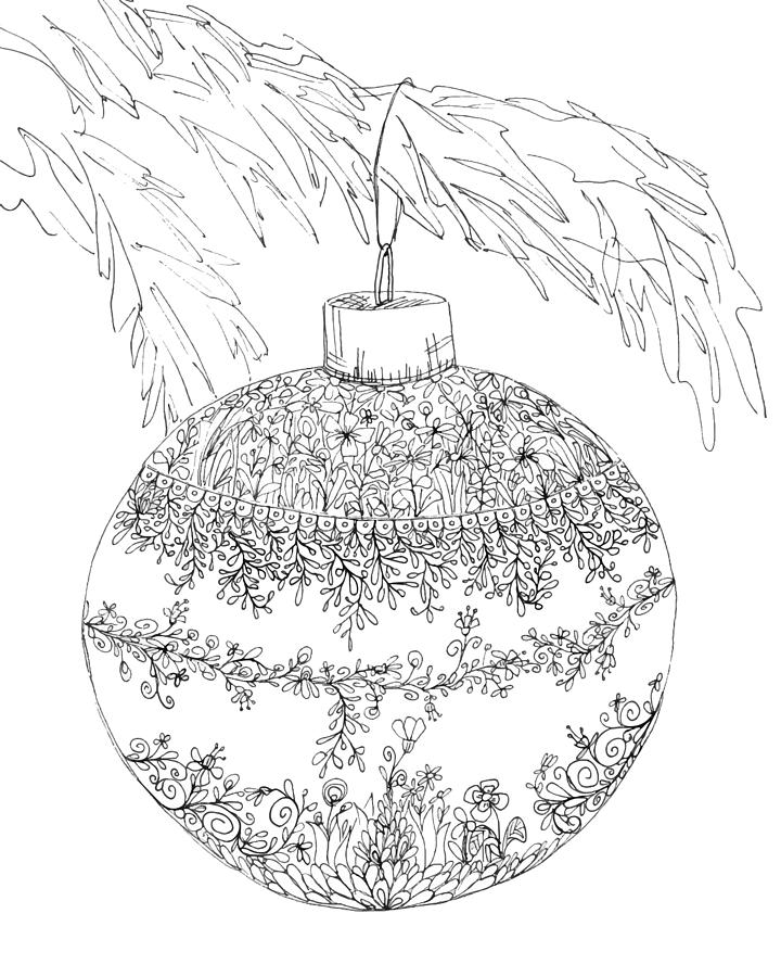 Christmas Ornament - Line Art Drawing Drawing by Patricia Awapara ...