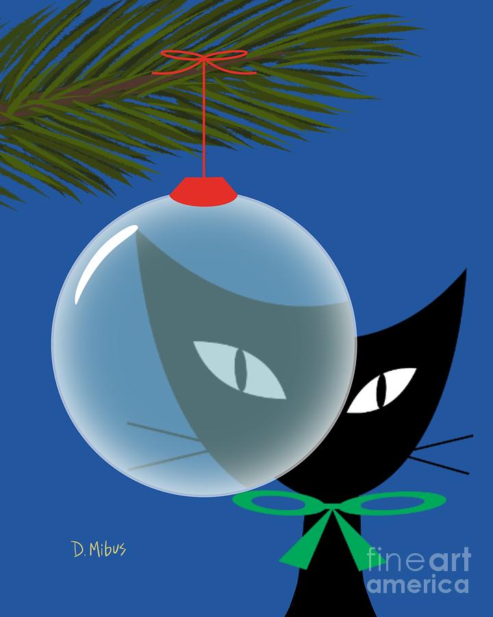 Christmas Ornament Silly Cat Digital Art by Donna Mibus