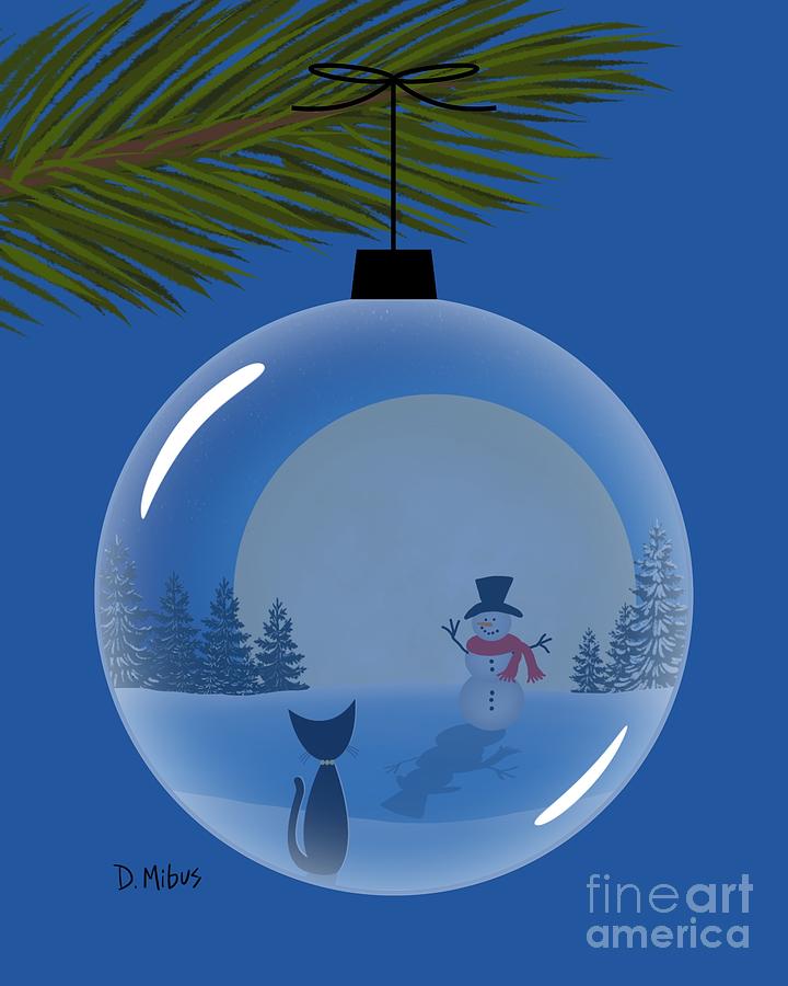 Christmas Ornament Snowman  Digital Art by Donna Mibus