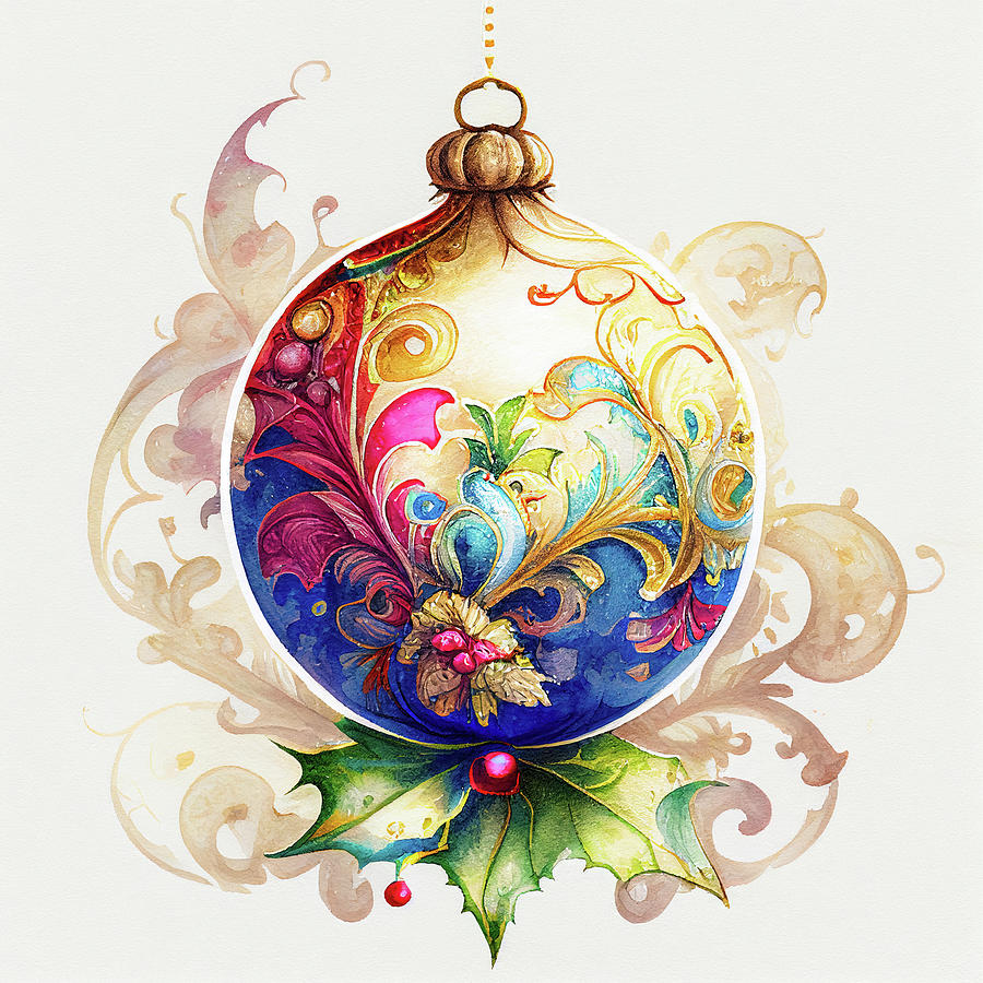 Christmas Ornament Watercolor 01 Digital Art by Matthias Hauser