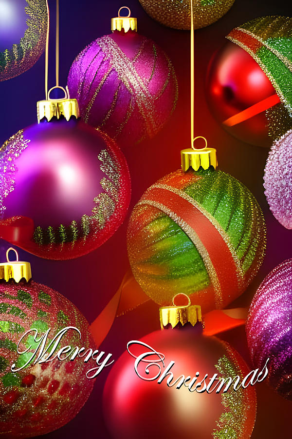 Christmas Ornaments Greeting Digital Art by Beverly Read