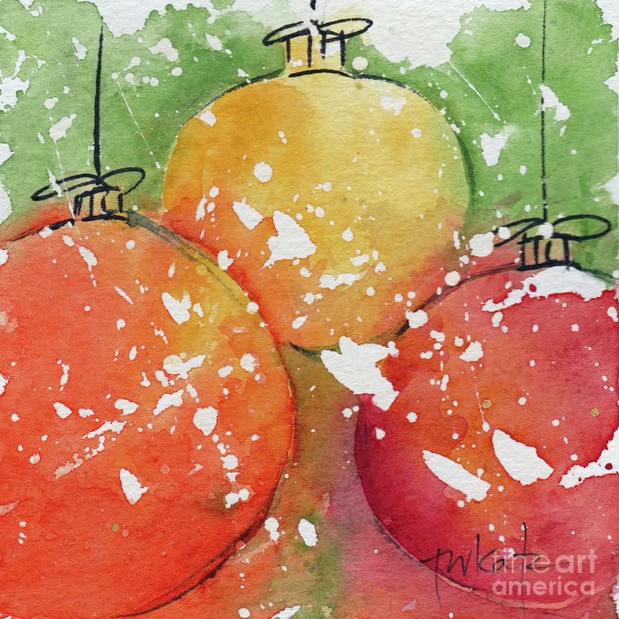 Christmas Ornaments Warm Painting by Pat Katz