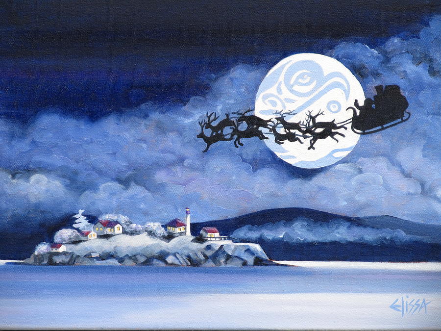 Christmas Over Chrome Island Painting by Elissa Anthony