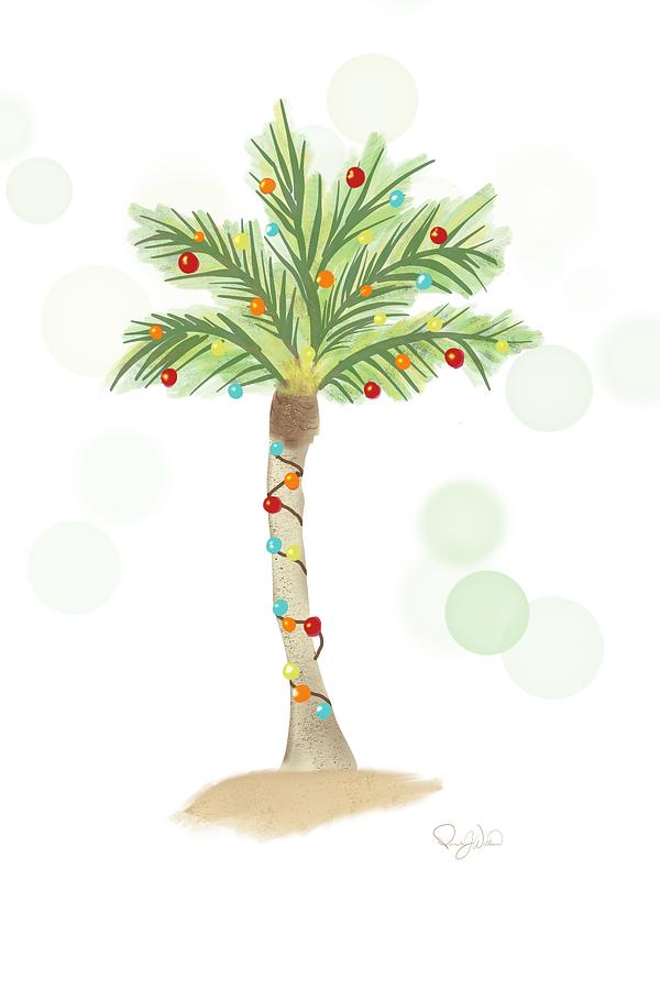 Christmas Palm Tree with Holiday Lights Digital Art by Pamela Williams
