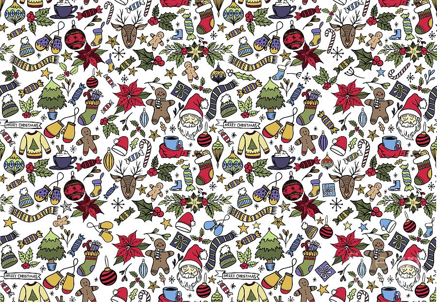 Christmas Pattern Drawing by HD Connelly