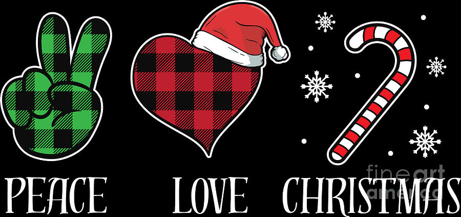 Christmas Peace Love Xmas Heart Plaid Holiday Gift Digital Art by ...