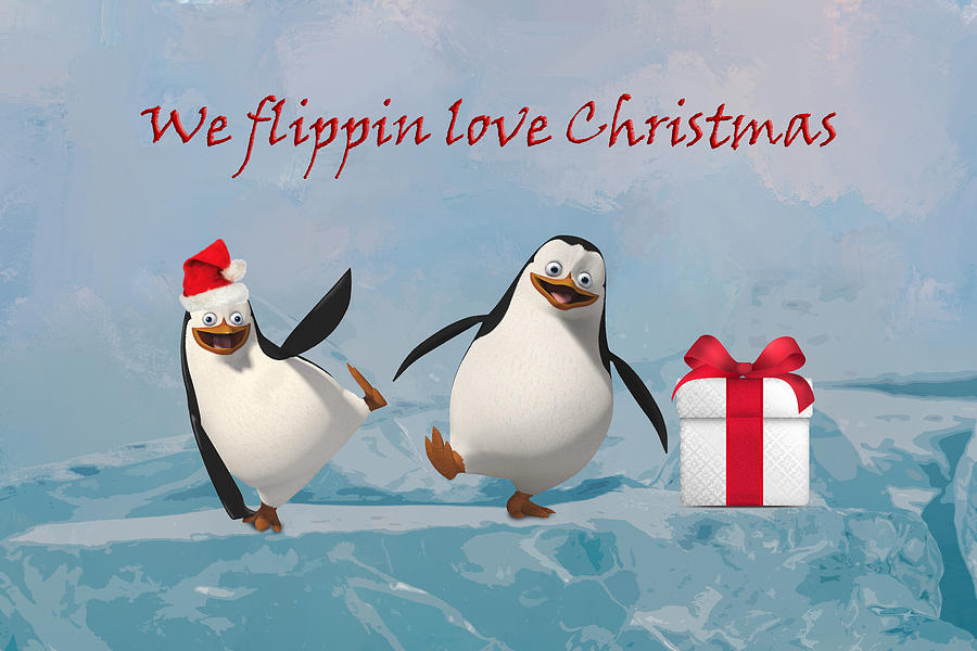 Christmas Penguin 1 Mixed Media by Ed Taylor