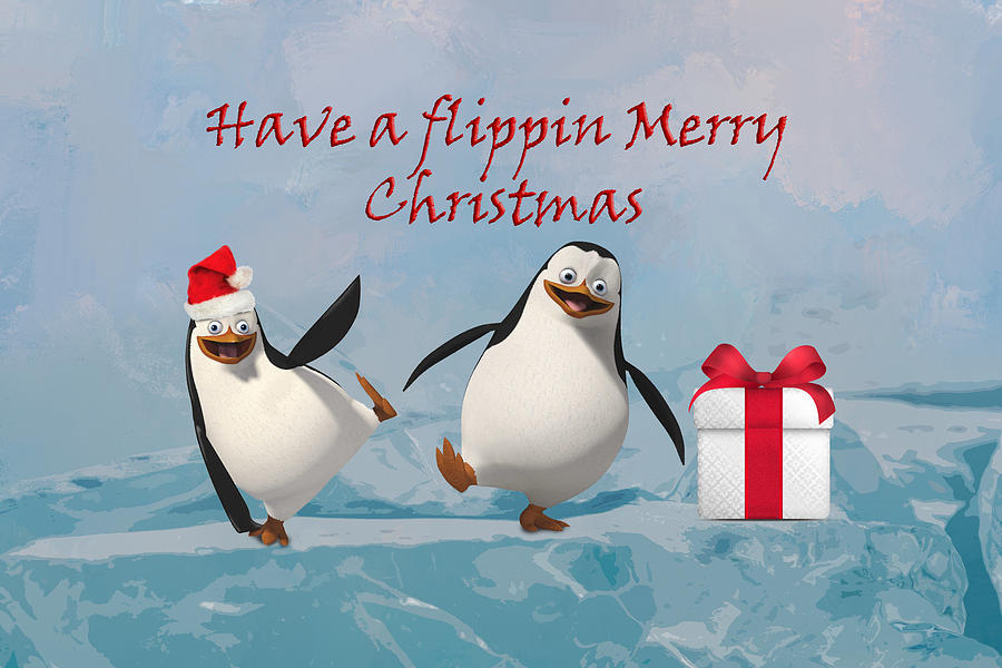 Penguin Mixed Media - Christmas Penguin 2 by Ed Taylor