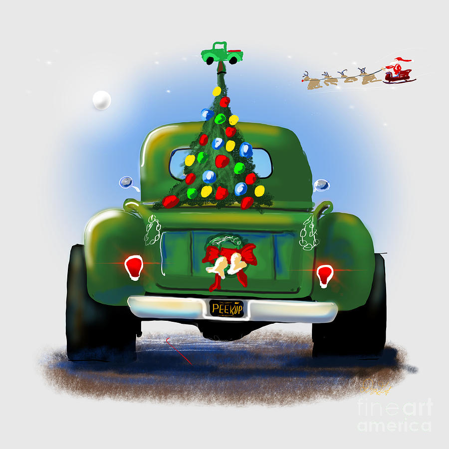 Christmas Pick Up Truck Digital Art by Doug Gist