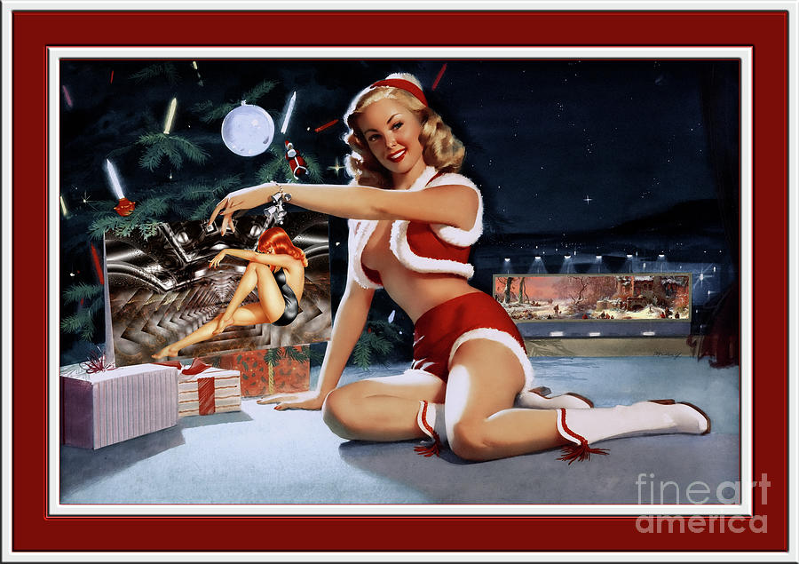 Christmas Pinup by Bill Medcalf Art Old Masters Xzendor7 Reproductions Painting by Xzendor7