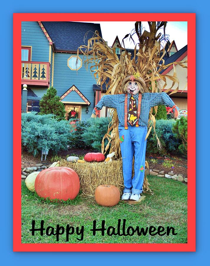 Christmas Place, Pigeon Forge TN  -  Harvest Scene Scarecrow - Happy Halloween -Framed Photograph by Marian Bell