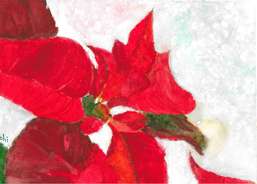 Christmas Poinsettia Painting by Diane Chinn