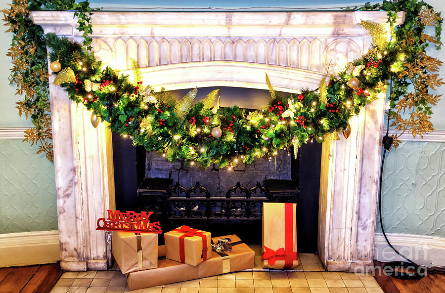Christmas Presents by the Fireplace at Dublin Castle in Ireland Photograph by John Rizzuto